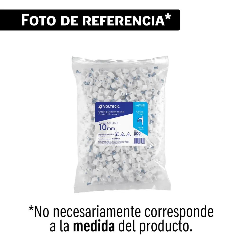 [BOLSA CON 100 GRAPAS BLANCAS DE 8.5 MM PARA CABLE PLANO 43889, VOLTECK] BOLSA CON 100 GRAPAS BLANCAS DE 8.5 MM PARA CABLE PLANO 43889, VOLTECK