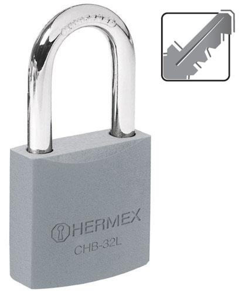 CANDADO DE HIERRO 32 MM GANCHO LARGO EN BLISTER, 43794, HERMEX
