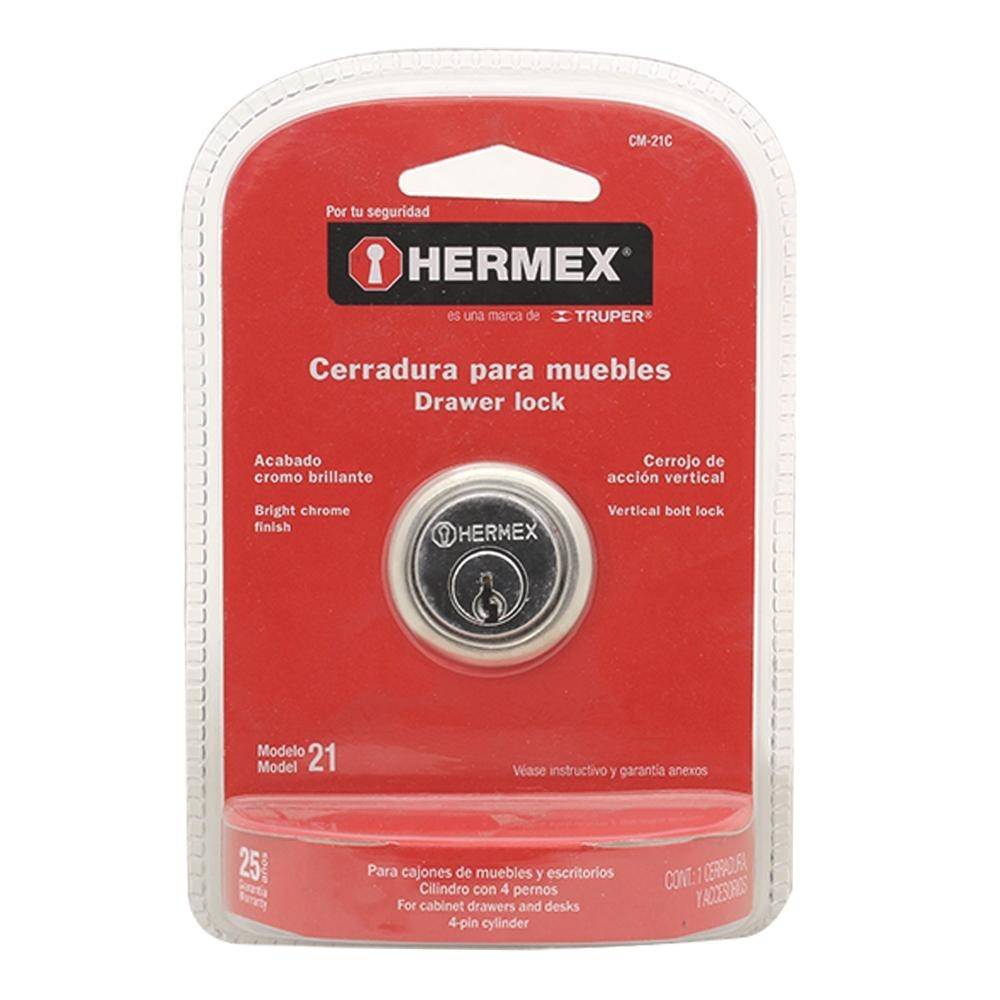 CERRADURA PARA MUEBLE, MODELO 21, CROMO, 43558, HERMEX
