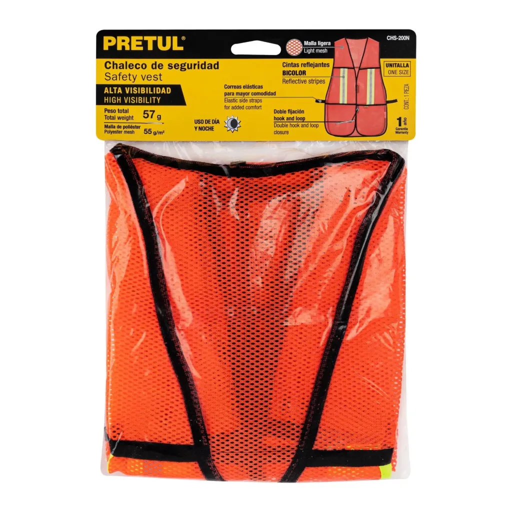 [CHALECO DE SEGURIDAD CON CINTAS REFLEJANTES, NARANJA, 21025, PRETUL] CHALECO DE SEGURIDAD CON CINTAS REFLEJANTES, NARANJA, 21025, PRETUL