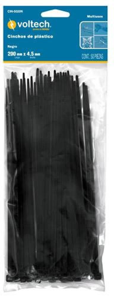 BOLSA CON 50 CINCHOS PLASTICOS 50 LB, 200X4.5 MM, NEGROS 44326, TRUPER