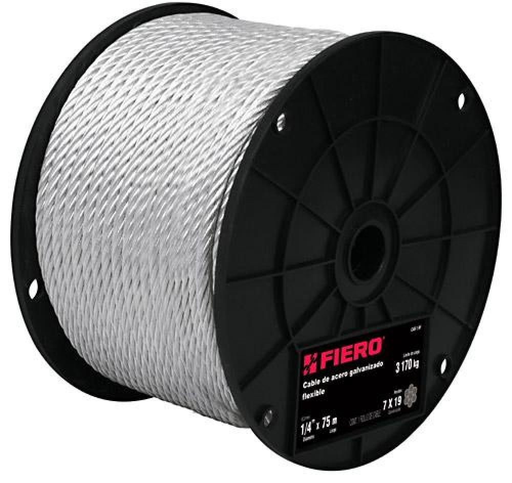 METRO DE CABLE FLEXIBLE 1/8 DE ACERO 7X19 HILOS, 75 M 44211, TRUPER
