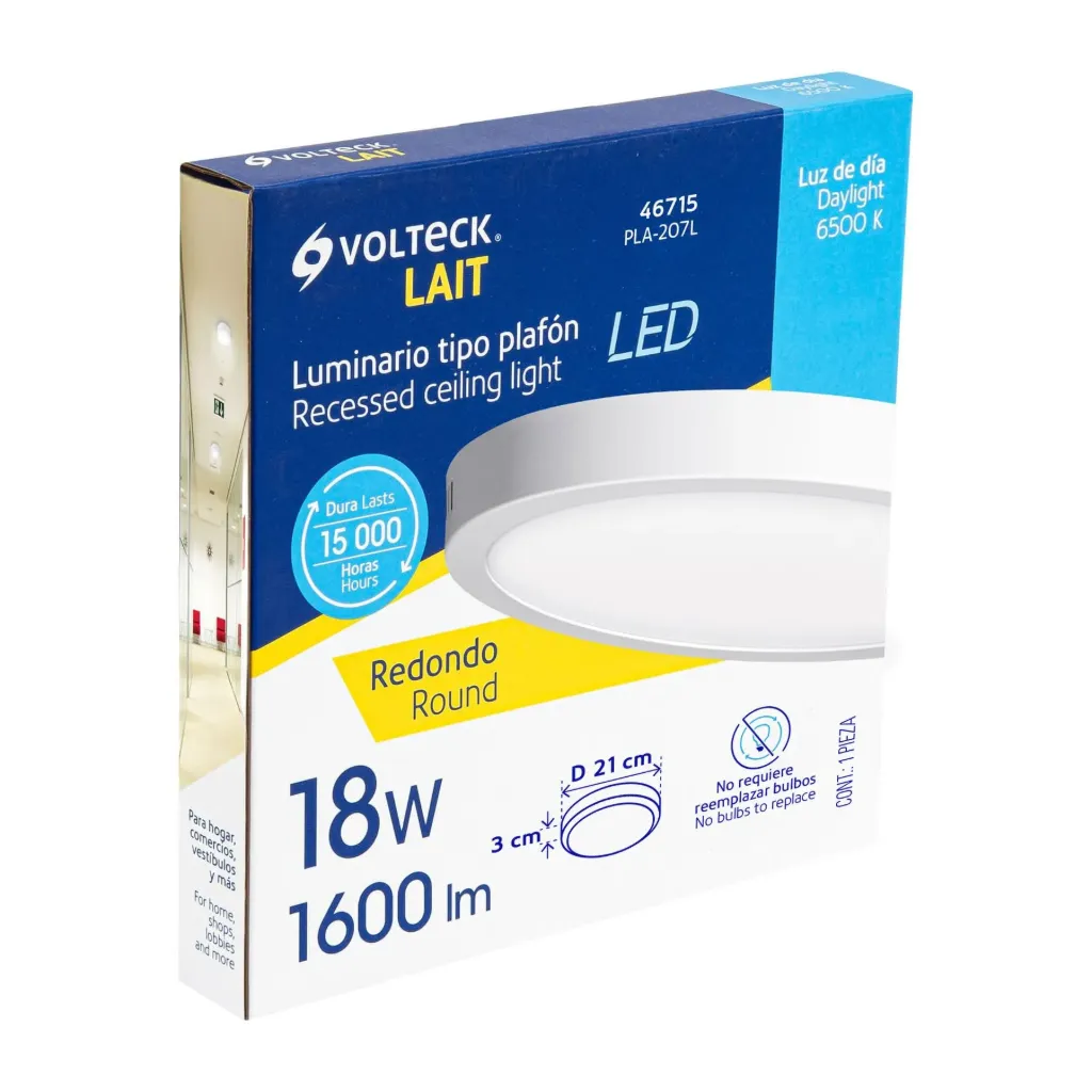 LUMINARIO LED PLAFON 18W 6500K, REDONDO, BLANCO, 46715, VOLTECK