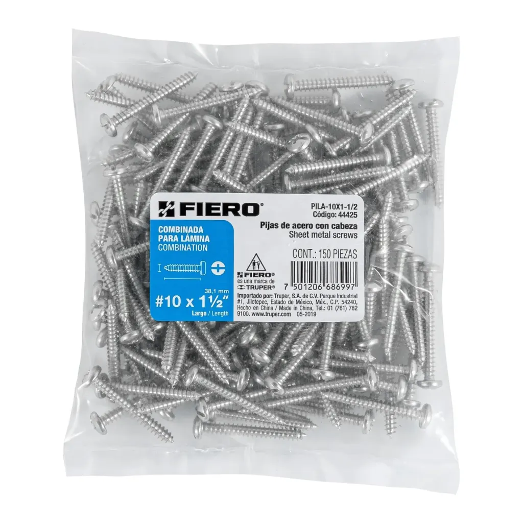 [BOLSA CON 150 PIJAS PARA LAMINA, #10 X 1-1/2, 44425, FIERO] BOLSA CON 150 PIJAS PARA LAMINA, #10 X 1-1/2, 44425, FIERO