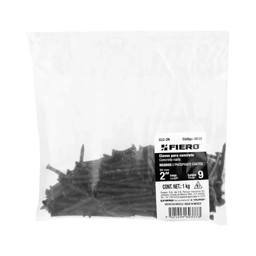 [BOLSA CON 1 KG DE CLAVOS PARA CONCRETO NEGROS 2, 44133, FIERO] BOLSA CON 1 KG DE CLAVOS PARA CONCRETO NEGROS 2, 44133, FIERO