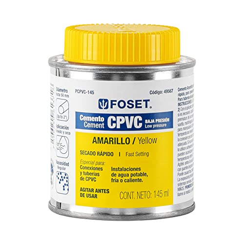 CEMENTO P/CPVC, AMARILLO, TODA PRESION, LATA 145 ML, 49567, FOSET